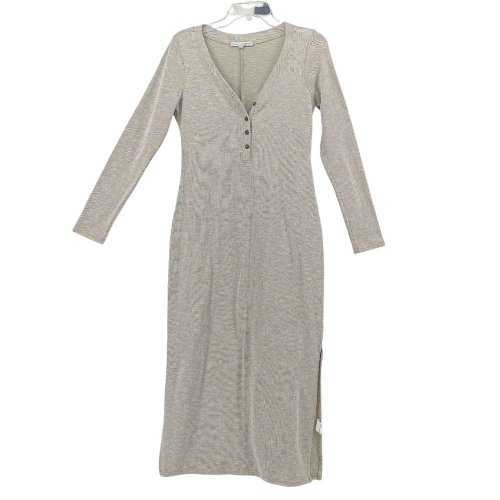 Baltic Born Ribbed Henley Midi Dress Oatmeal Beige Long Sleeve AD3656 Mens M
